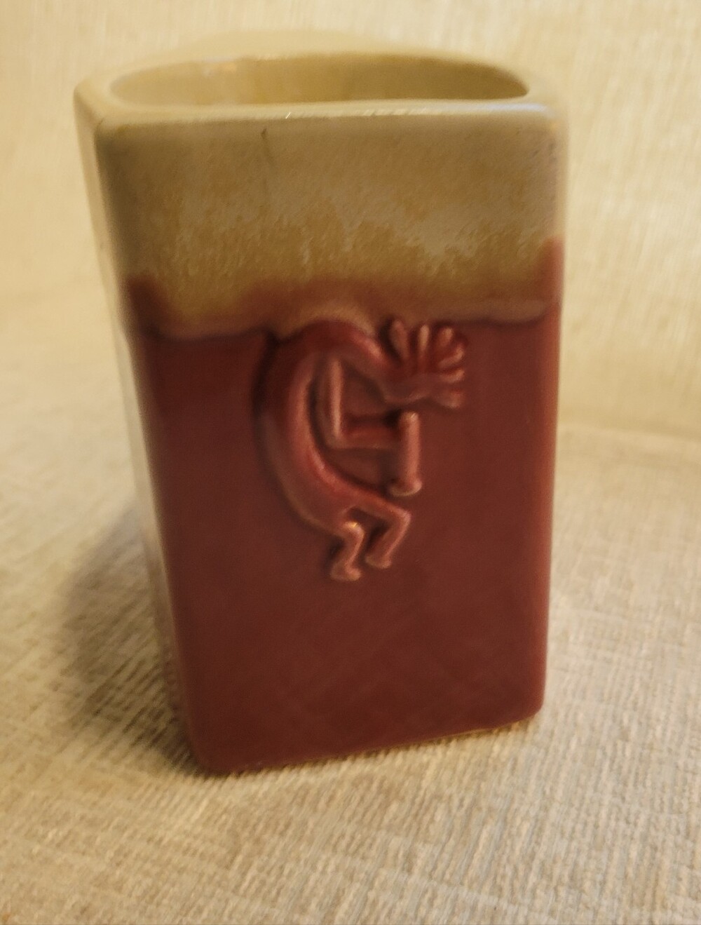 Rodolfo Padilla Signed Kokopelli Pottery Mug, Red Brown Drip Glaze. Rare Find